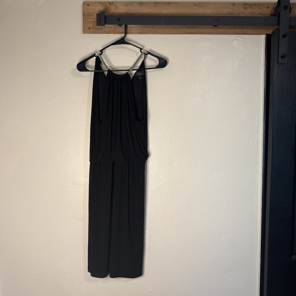 Dressbarn Collection Halter Cocktail Dress Womens Large Black Excellent Hardware